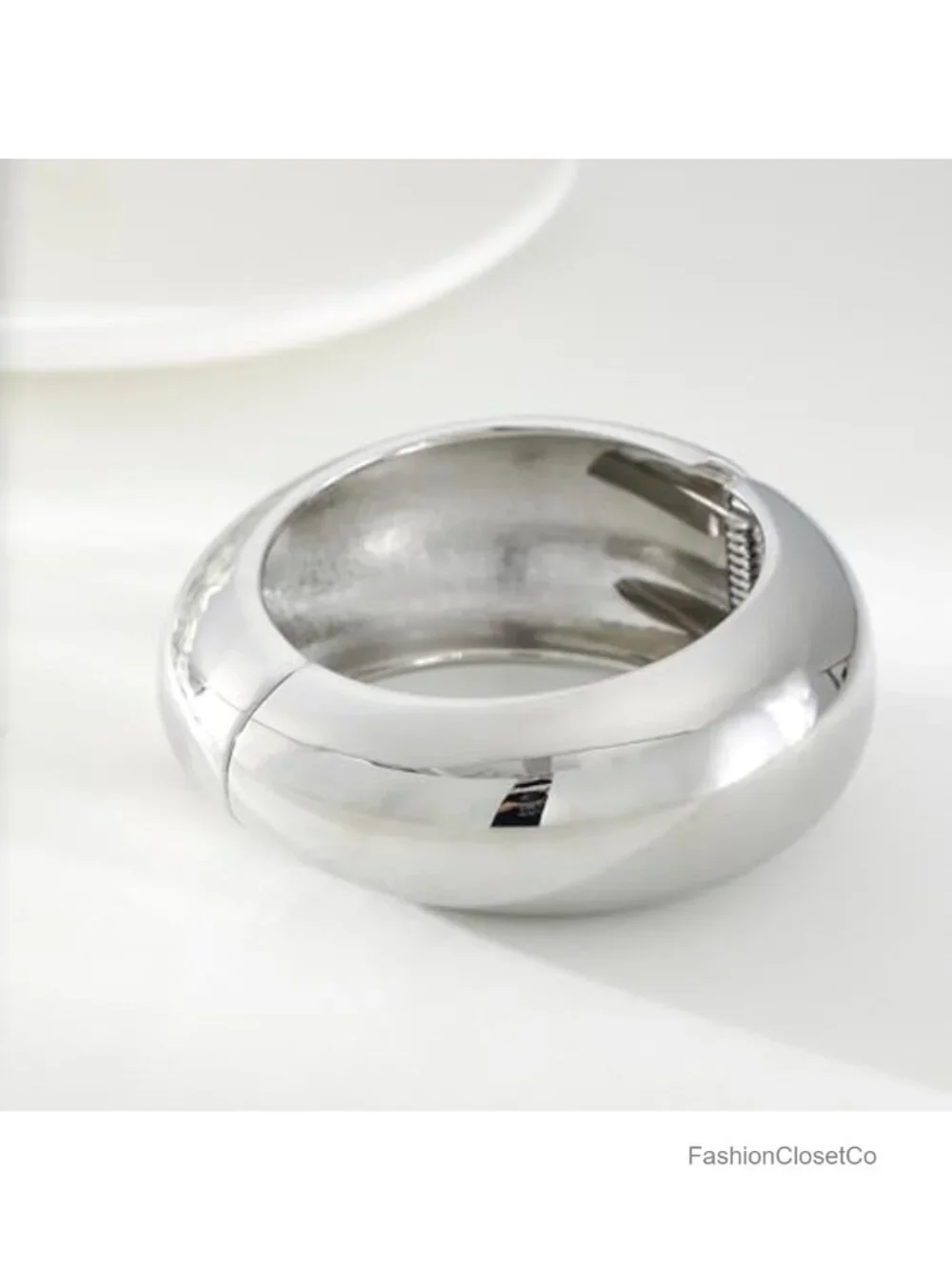 Trendy Hinged Arm Cuff Bangles Chunky Bracelet for Women Silver Plated